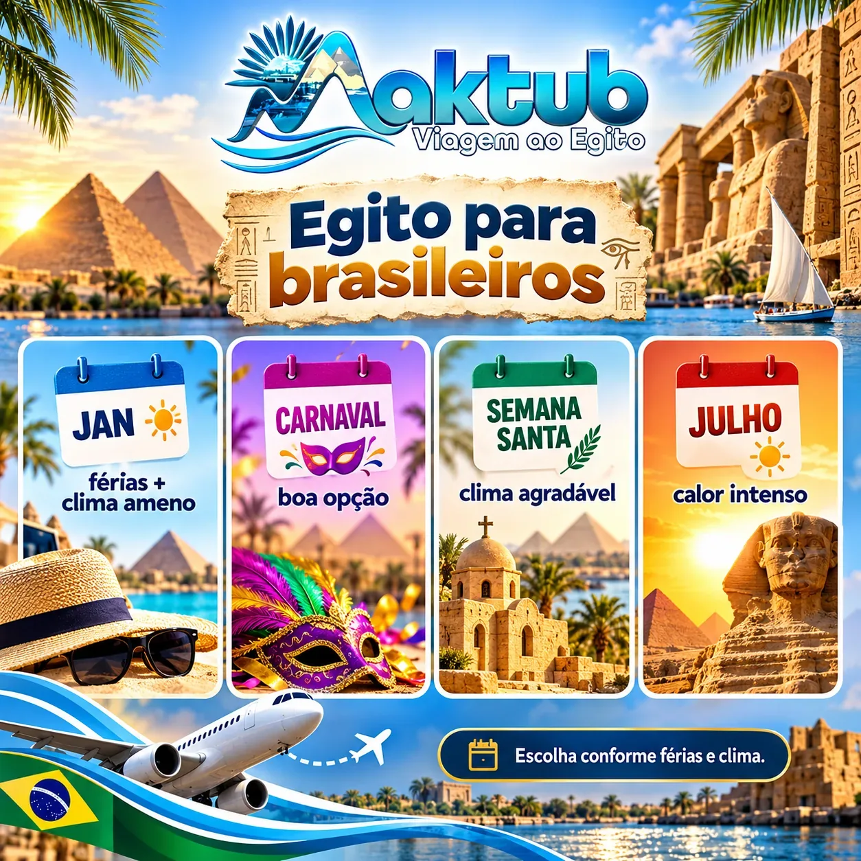 Qual é a melhor época para viajar ao Egito saindo do Brasil?