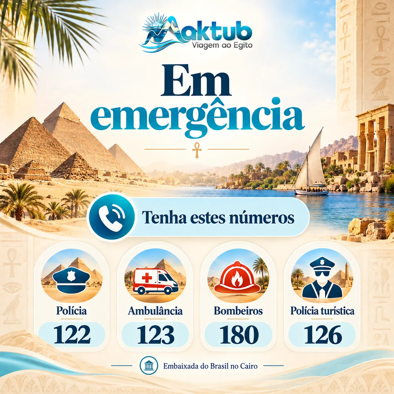 Como agir em uma emergência durante a viagem ao Egito?